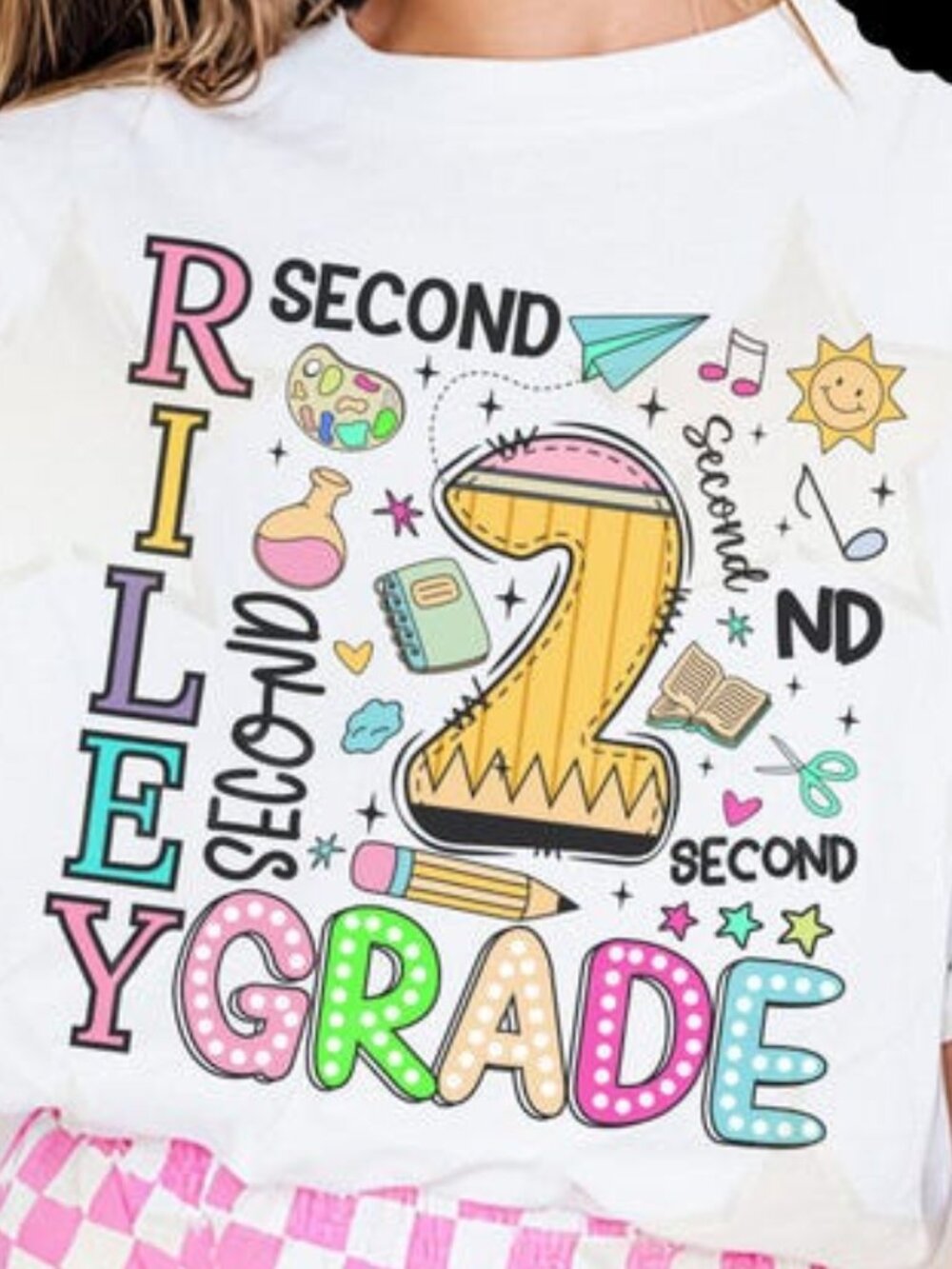 Personalized Preppy Second Grade Girls Back to School Shirt - Picture 2 of 4